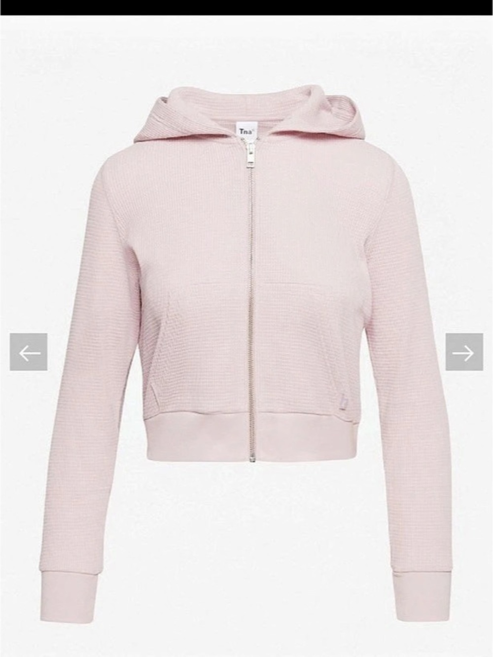 Aritzia Tna Waffle Zip Hoodie Ribbed Pink